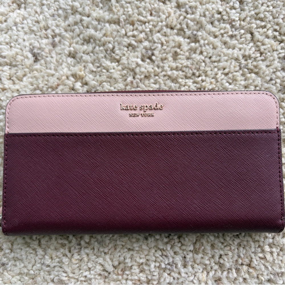 Kate Spade Continental Wallet in Burgundy and Blush